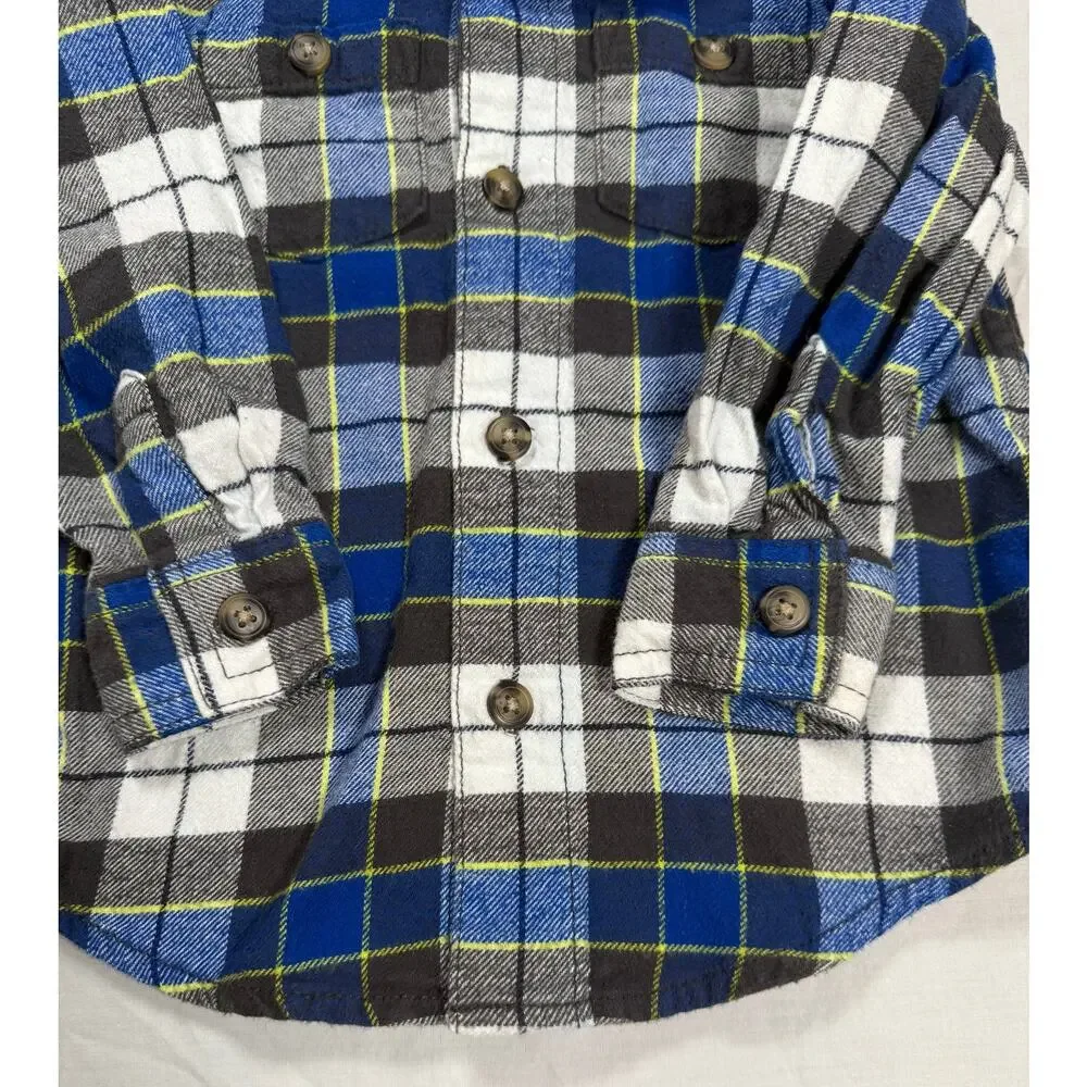 Gymboree Toddler‎ Size 18-24 Months Button Up Shirt Blue Black White Long Sleeve
